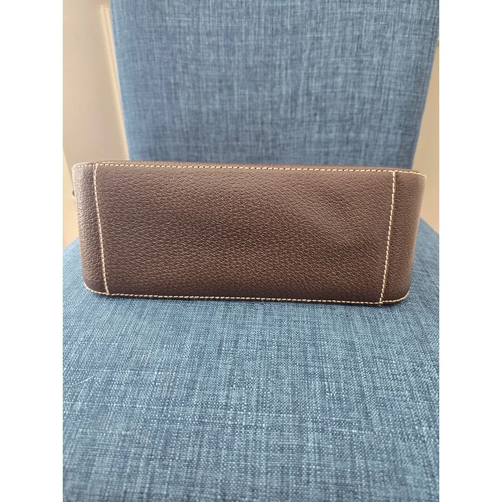 Kate Spade Brown Pebbled Leather‎ Baguette Shoulder Bag White Stitching